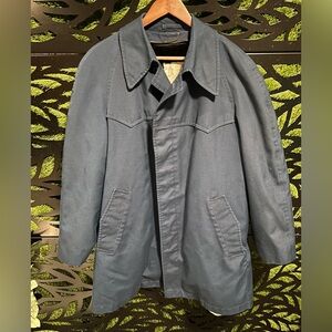 London Fog Maincoats Men's Dark Blue Single Breasted Lined Trench Coat, 42 Reg.